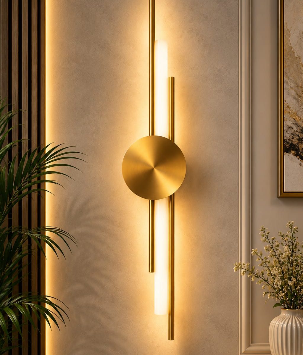 Modern Stylish Gold Pipe Acrylic Wall Lamp — premium lighting product available from DEEN ELECTRIC Rawalpindi