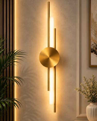Modern Stylish Gold Pipe Acrylic Wall Lamp