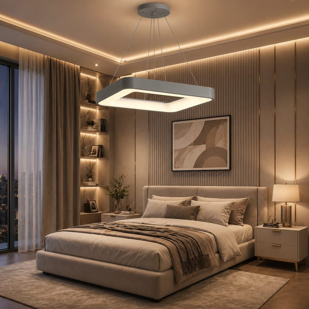 Modern Square Aluminum Chandelier (9085-SQ,GREY) — premium lighting product available from DEEN ELECTRIC Rawalpindi