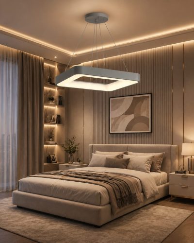 Modern Square Aluminum Chandelier (9085-SQ,GREY)