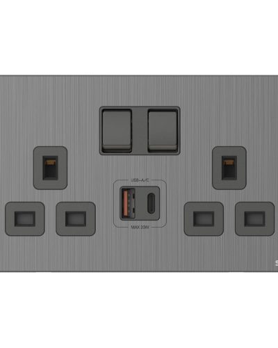 Simon 2G BS Switched Socket with USB A+C Chargers M7-Metal Series