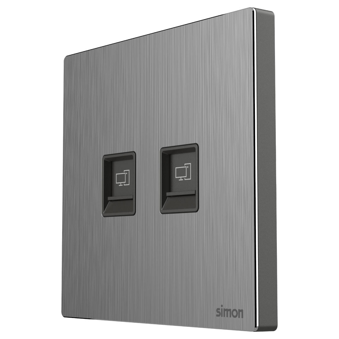 Simon 2Gang Data Outlet Cat6 M7-Metal Series — premium lighting product available from DEEN ELECTRIC Rawalpindi