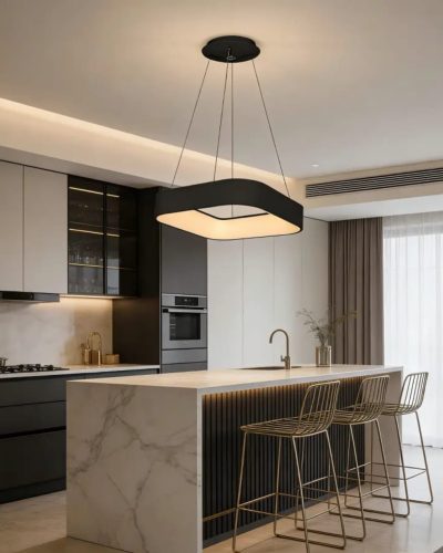 Modern Square Aluminum Chandelier (9085-Round Black)