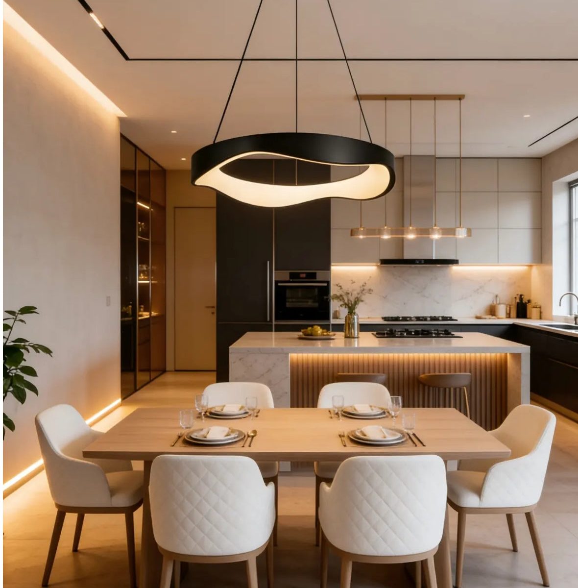 Nordic Minimalist LED Pendant Lamp (D627-Round Black) — premium lighting product available from DEEN ELECTRIC Rawalpindi
