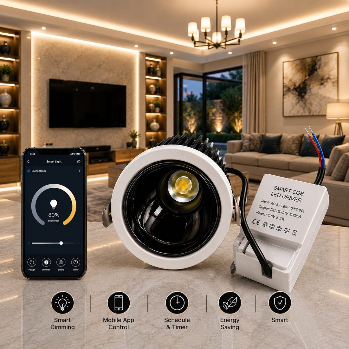 Smart Dimmable COB Downlight 12W — premium lighting product available from DEEN ELECTRIC Rawalpindi