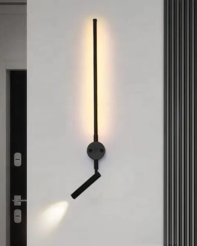 Modern Long Black Stick With Spot Wall Light