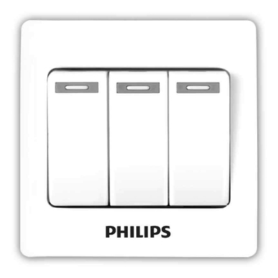 PHILIPS 3 Gang Switch Single Way Eco Series – 37749