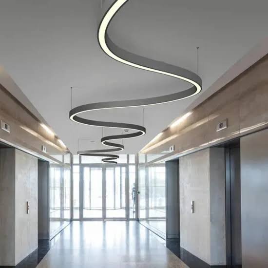 Customised circular and curved shaped led linear hanging pendant light — premium lighting product available from DEEN ELECTRIC Rawalpindi