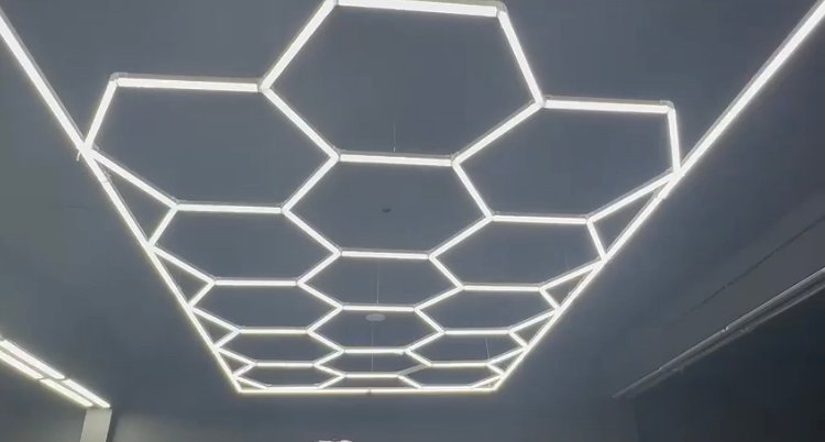 Led hexagonal car garage light | detailing studio light | car wash light | hexagrid led light — premium lighting product available from DEEN ELECTRIC Rawalpindi