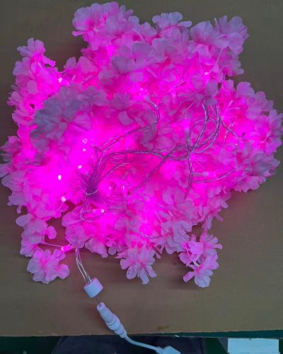 Pink peach blossom leaves artifical led decorative string light