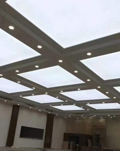 White plain stretch fabric ceiling light